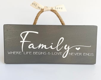 Family Wooden Grey Sign,