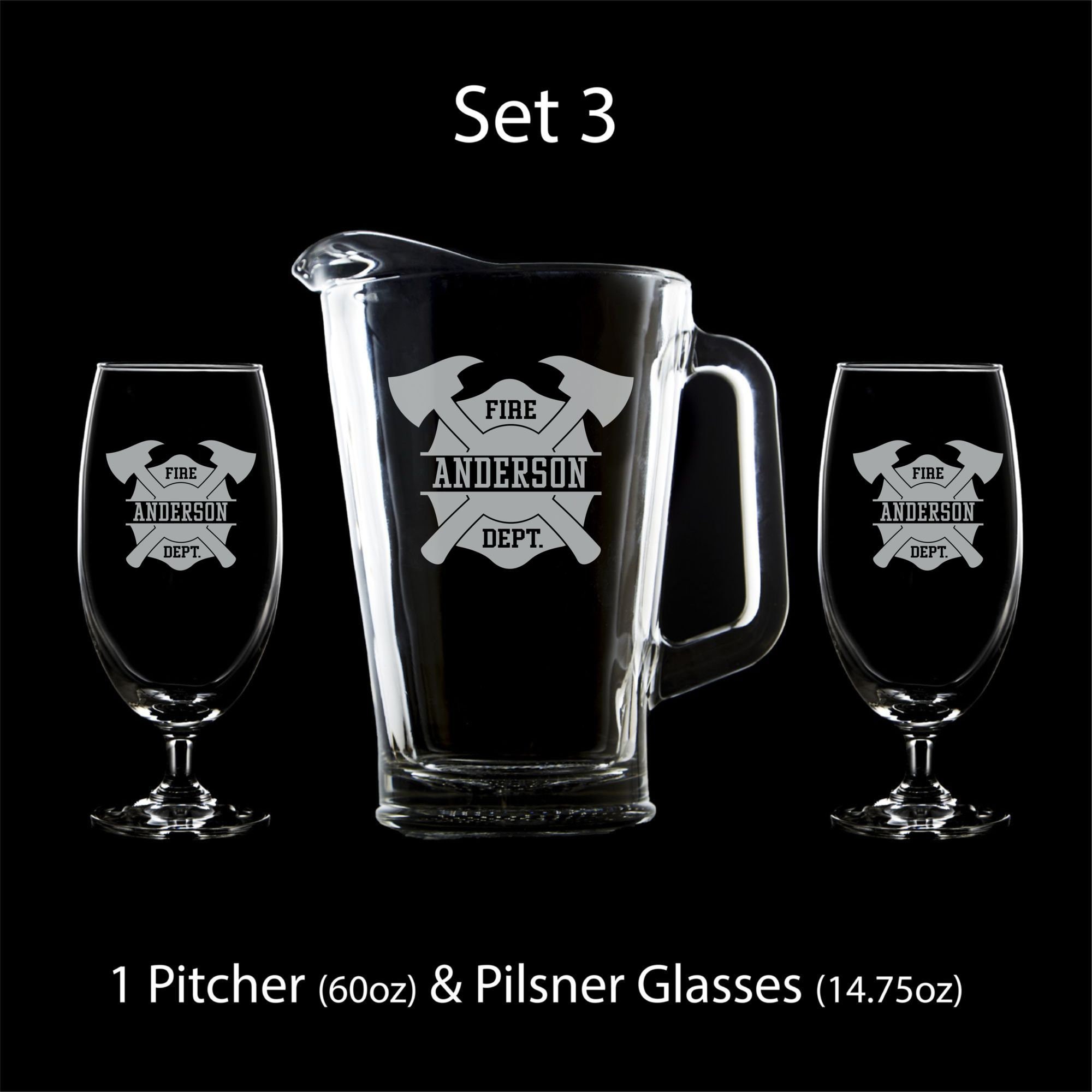Beer pitcher gift set Personalized beer mugs Etched custom Etsy