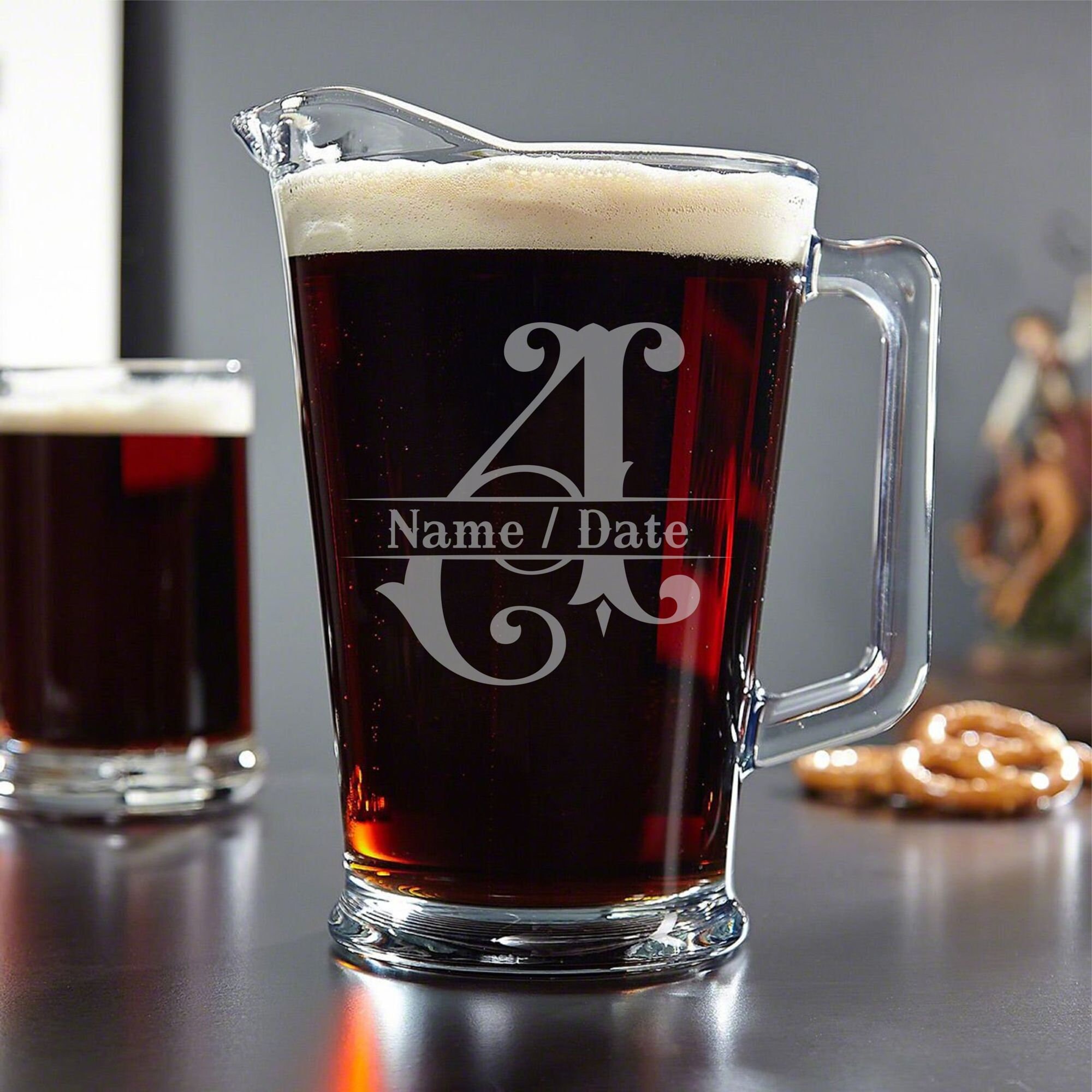 Personalized Glass Beer Pitcher Custom Etched Pitcher Etsy