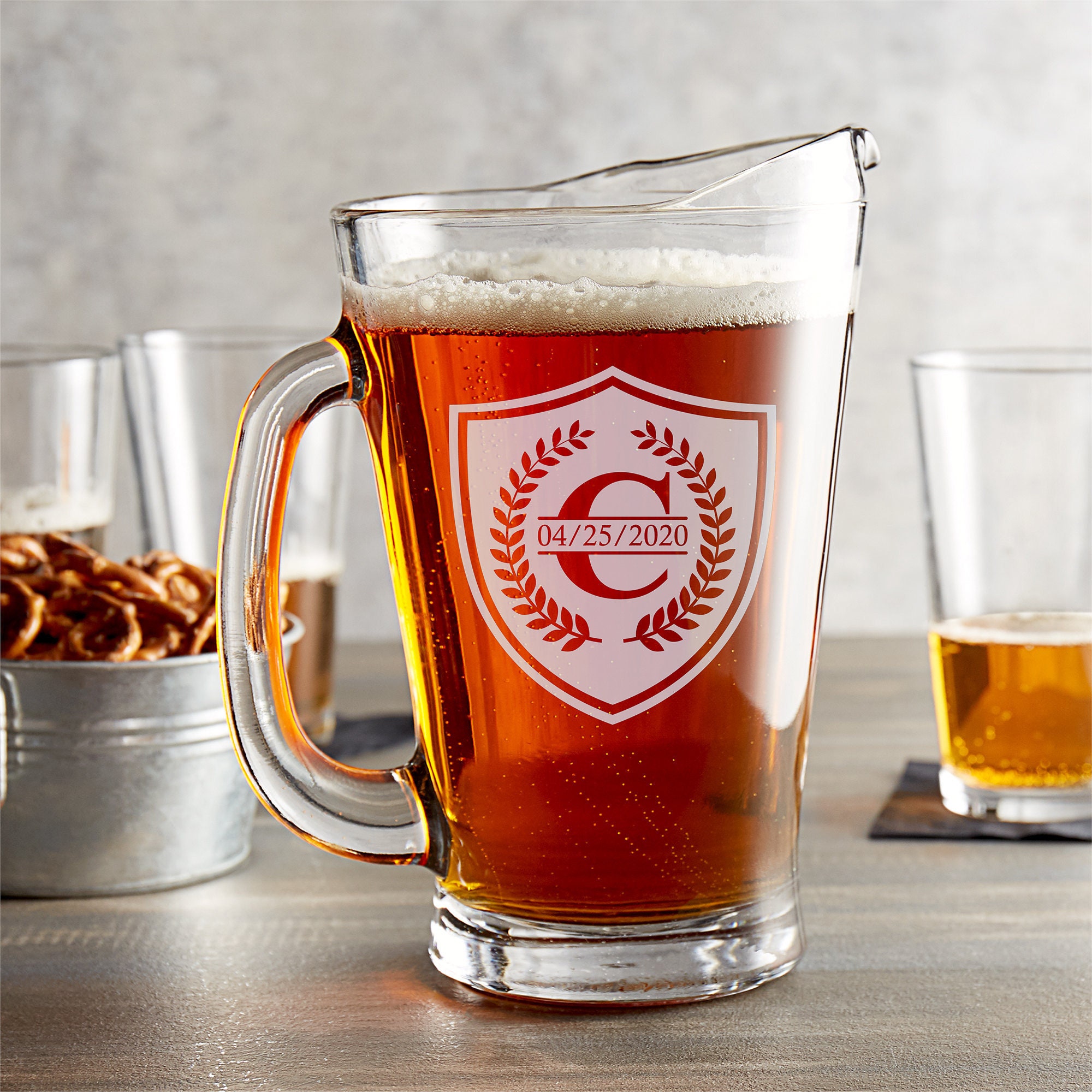 Personalized Glass Beer Pitcher Custom Etched Pitcher Etsy