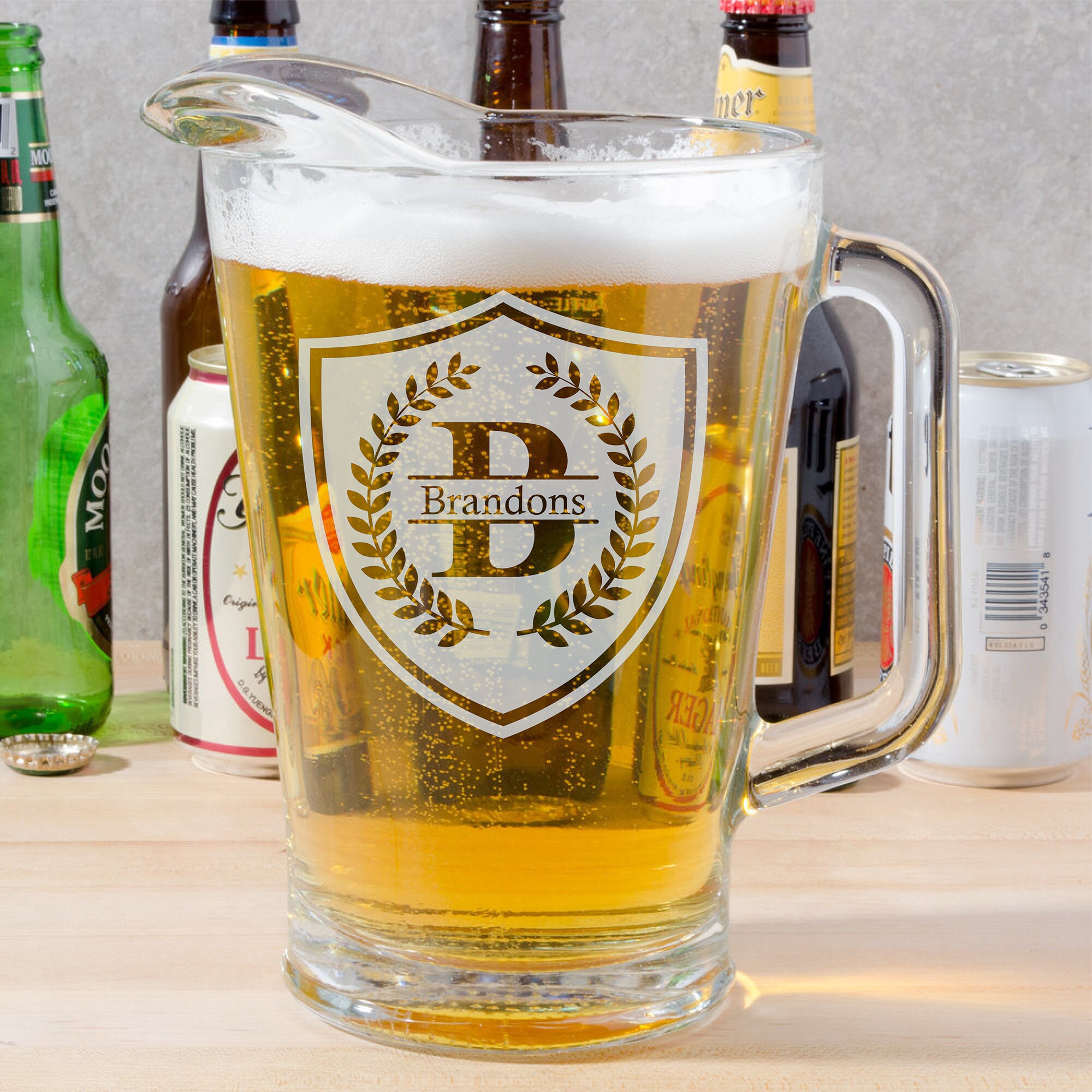 Personalized Glass Beer Pitcher Custom Etched Pitcher Etsy