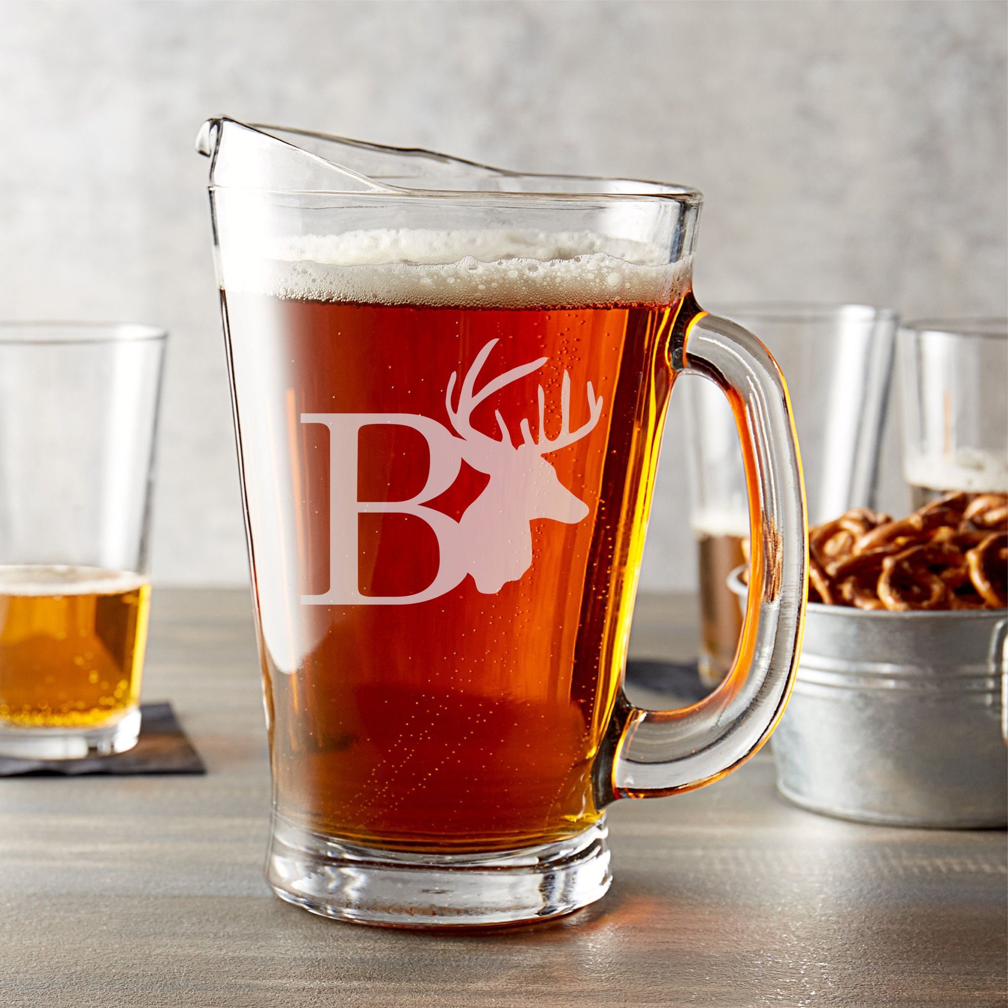 Personalized Glass Beer Pitcher Custom Etched Pitcher Etsy