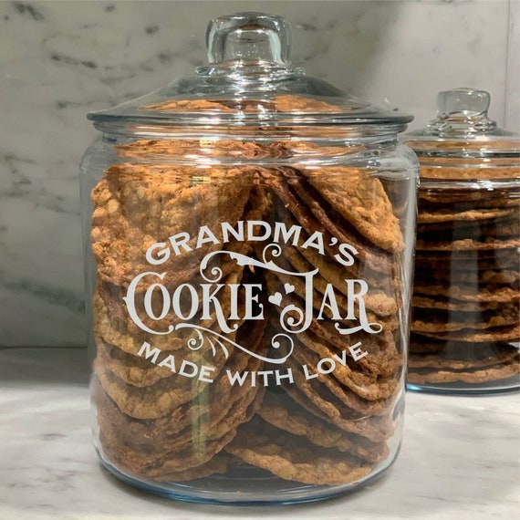 Grandma's Cookie Jar Cookie Jar Etched Glass Candy Jar Etsy