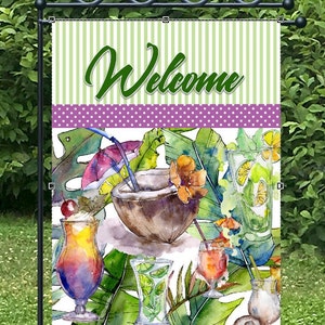 Welcome Cocktails Garden Flag Digital Design for Sublimation