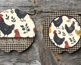 Chicken Car Coasters PNG Digital Design for Sublimation