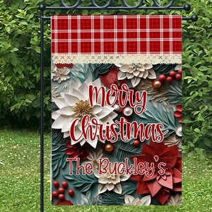 Christmas Floral Garden Flag Digital Design for Sublimation