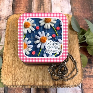 Denim Daisy Schmuckschatulle PNG Digitales Design für Sublimation