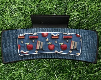 Nauczyciel Apple Books Denim Claw Clip Cyfrowy projekt PNG do sublimacji