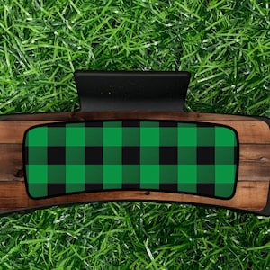Green Buffalo Plaid Claw Clip Digital Design for Sublimation PNG