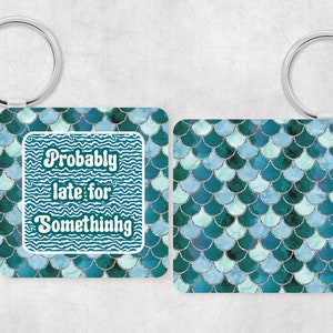 Teal KeyChain Fob Digital Design for Sublimation