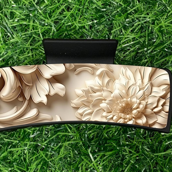 Ivory Digital Design PNG for Sublimation Large Hair Clip Accessory