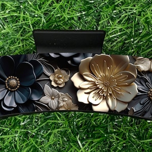 Dark 3-D Floral Hair Claw Clip Accessory Digital Design for Sublimation