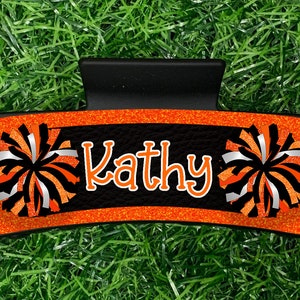 Orange & Black Cheer Pom Sports Claw Clip Accessory Digital Design for Sublimation. 4 designs with no words for your own personalization