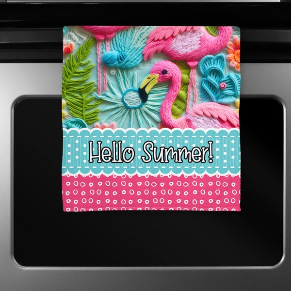 Flamingo Kitchen Towel JPEG Digital Design for Sublimation