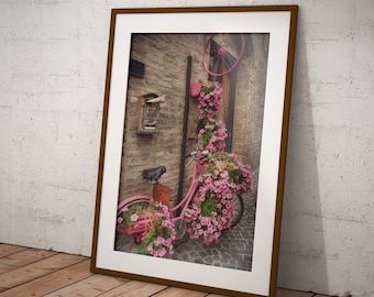 Montefalco Pink Bikes | Italy Travel Photo Prints for download | Italian Series Nº11 | Perfect to decorate your house or your Airbnb/STR