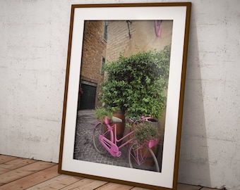 Montefalco Pink Bikes | Italy Travel Photo Prints for download | Italian Series Nº13 | Perfect to decorate your house or your Airbnb/STR