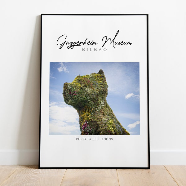 Jeff Koon Puppy Guggenheim - Bilbao Travel Poster | Travel Photo Prints for download |  | Perfect to decorate your house, Airbnb or STR!