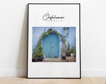 The Blue City of Chefchaouen - Morocco Travel Poster | Travel Photo Prints for download |  | Perfect to decorate your house, Airbnb or STR!