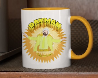 いつも晴れ「デイマン」マグカップ - 面白いツートンカラーのセラミックマグカップ