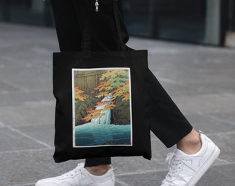Senju Waterfall Ukiyo-e Art Tote Bag: Japanese Print