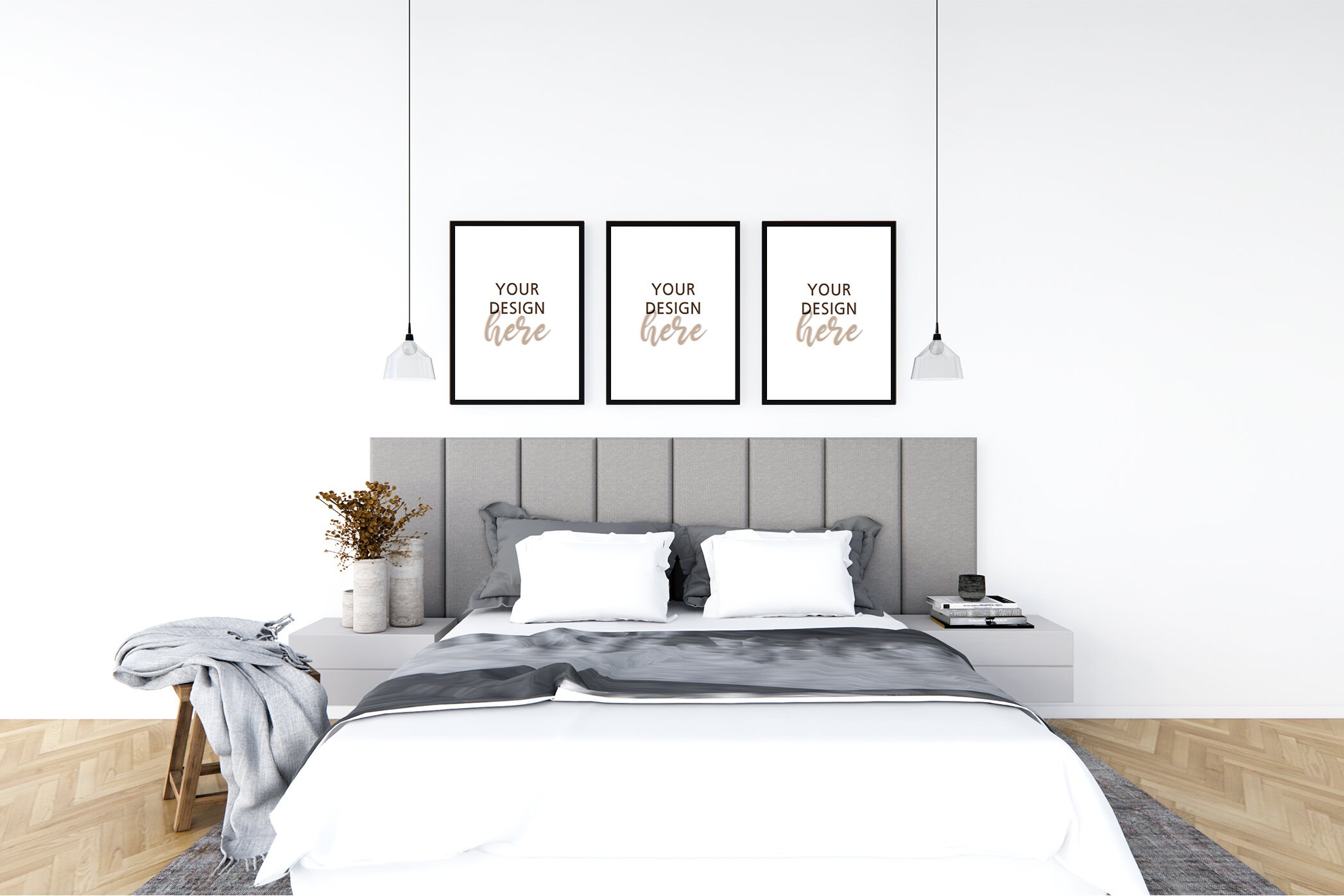 SET Mock up Frame_Vertical_Horizontal_Bed habitación Etsy