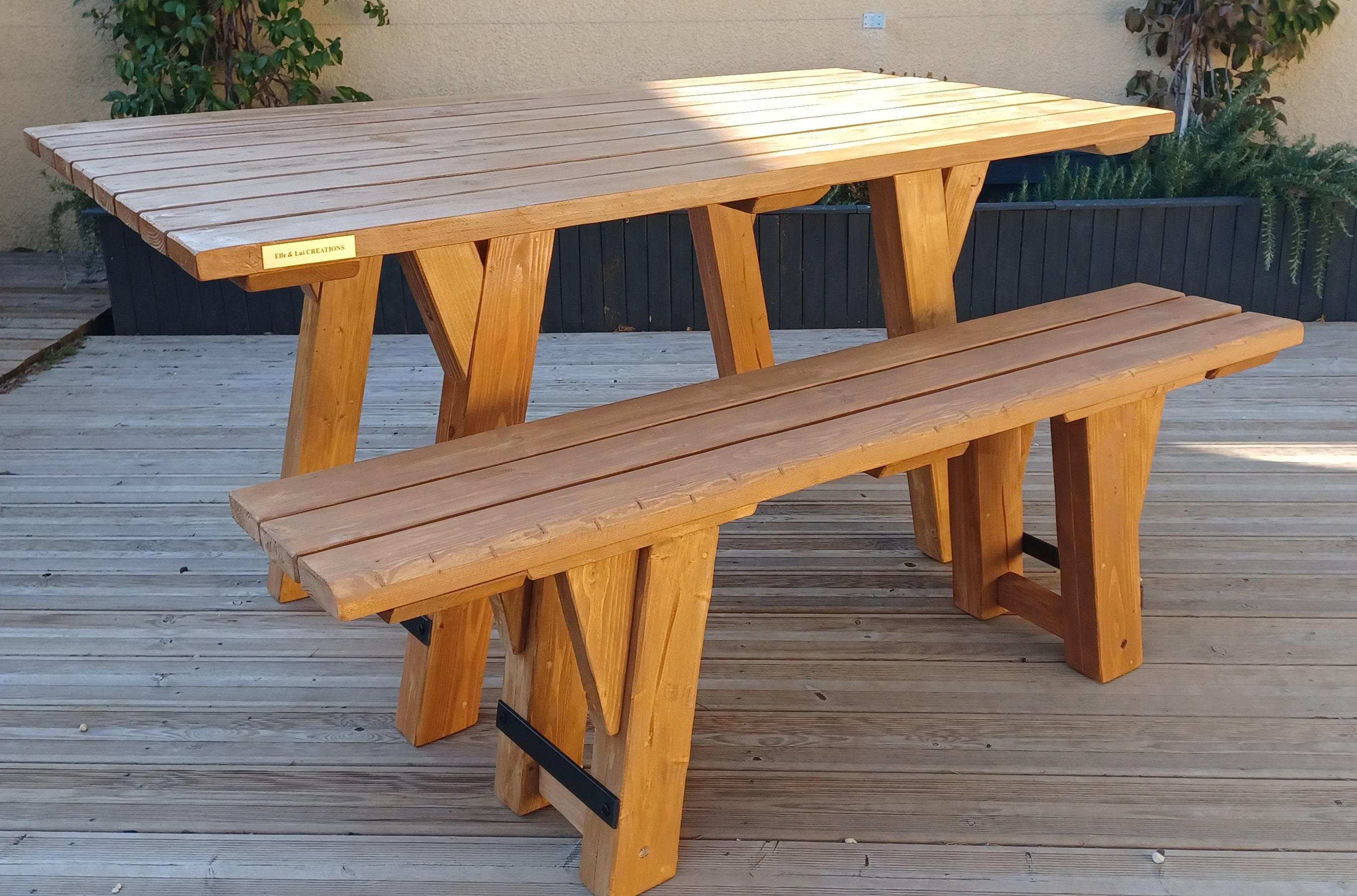 Table Pour Manger, Intérieur, Extérieur, Bancs en Pin Du Nord, Et, Douglas Massif, Fait Main