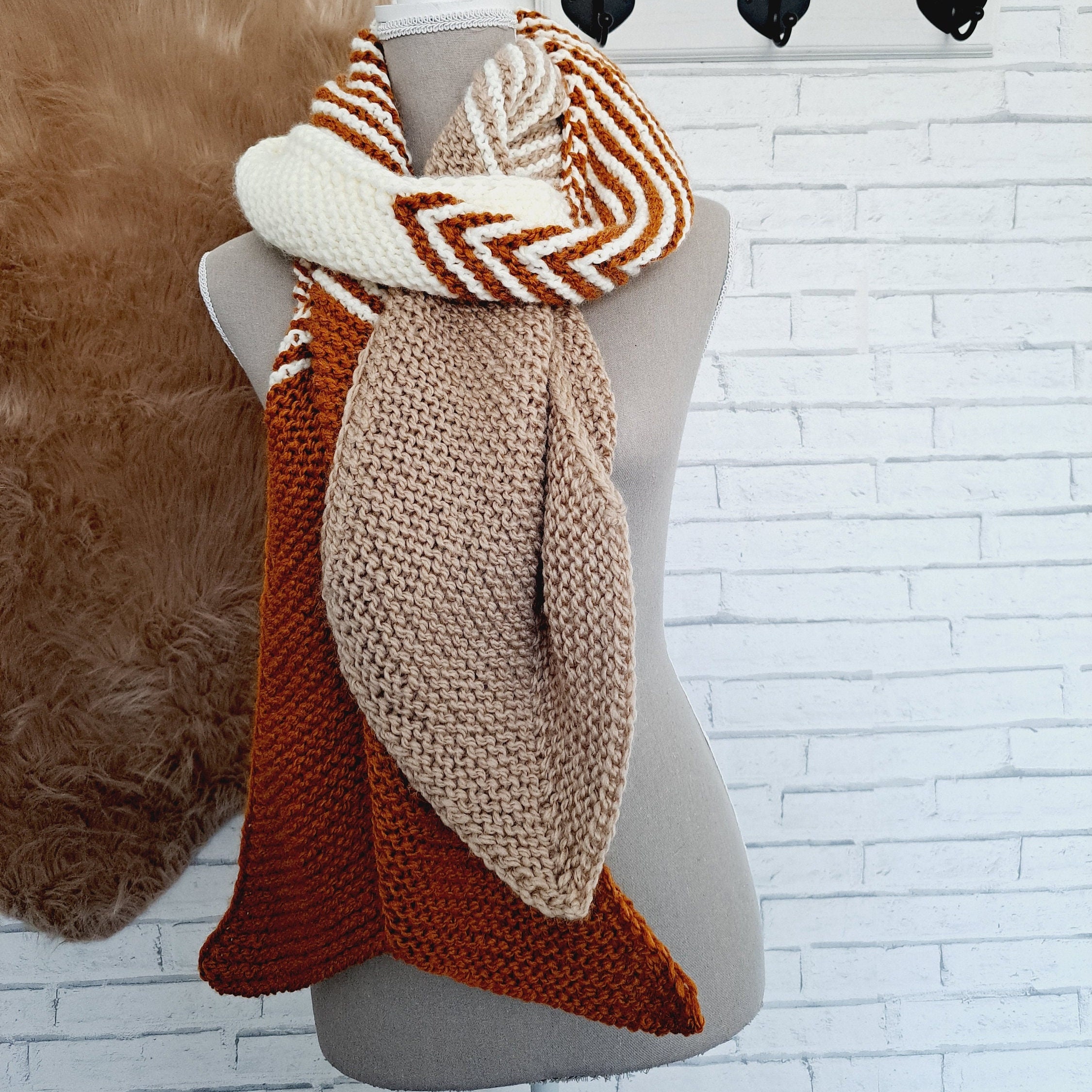 初心者に適したスカーフの編み方説明書、ドイツ語の編み方説明書