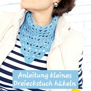 Crochet pattern small triangular scarf German ENGLISH (US-Terms), instructions for crocheting a mini scarf, scarf crochet pattern for crocheting a mini scarf for beginners
