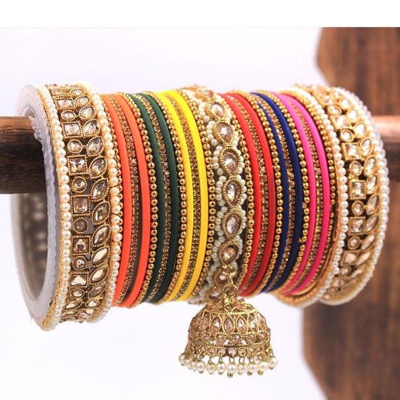 Indian Bangle Set Bridal Bangles Thread Bangles Traditional