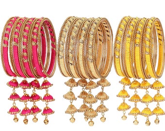 Ensemble de bracelets indiens, bracelets indiens, tissu de soie et bracelets Zircon pour femmes filles