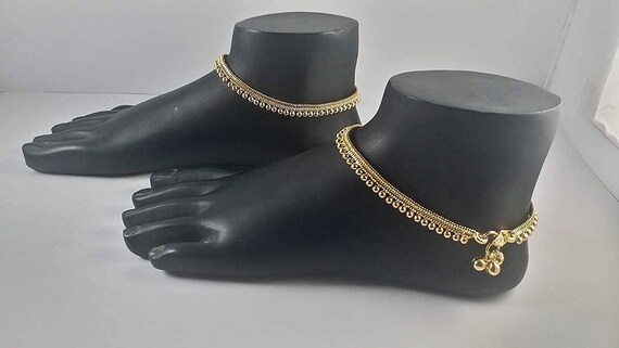 Thin Size Gold Plated Brass Stylish Kolusu Ghungroo Golden