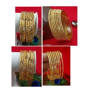 8 Indian Bangles Set, 22k Gold Plated, 8 Set Bangles , Traditional Indian, Gift for Her, Wedding Jewelry, Bridesmaid Gift, Bracelet, Kadas