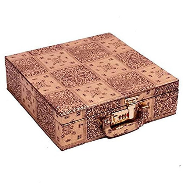 Wooden Velvet Bangle Box Bangle Organizer Box Jewellery Storage Box Square 4 Rod Gold (30 x 23 x 9 CM)