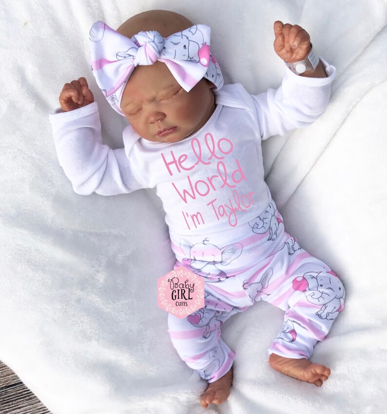 Baby Girl Coming Home Outfit Baby Girl Elephant Coming Home Etsy