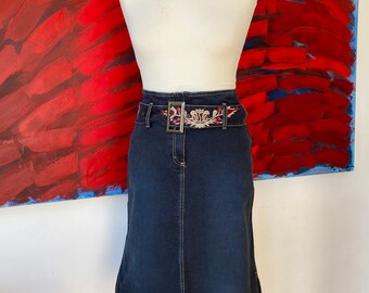 Waist 28\u201d 90s Naf Naf Skirt Green Tie-Dye Psychedelic Patterned Vintage Vtg Mini Skirt