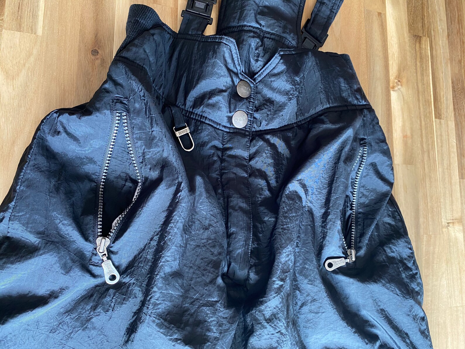 Rodeo Ladies retro bib ski salopettes trousers size 1 black | Etsy