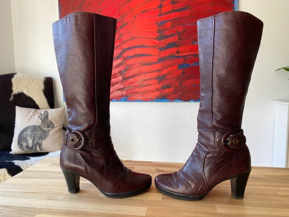 clarks knee high leather boots