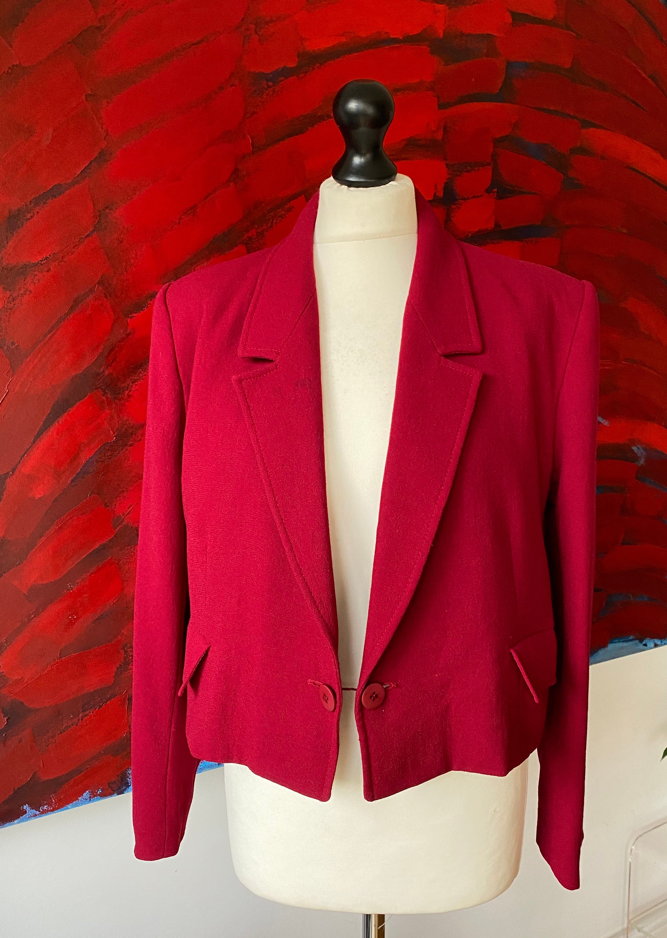 JAEGER vintage red blazer jacket ladies size 14 wool perfect Etsy