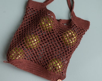 Yarn and Colors - Crochet Bag Pattern PDF - Foldable Net Bag