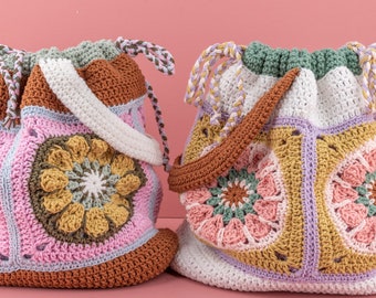 Yarn and Colors Crochet Bag Granny Squares Pattern PDF Granny's Project  Bag