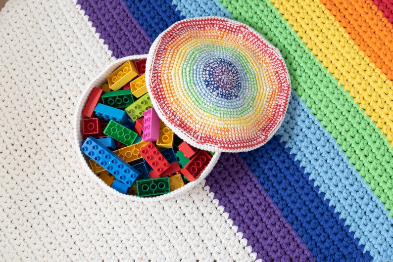 Yarn and Colors Crochet Basket pattern PDF Rainbow Basket image 1