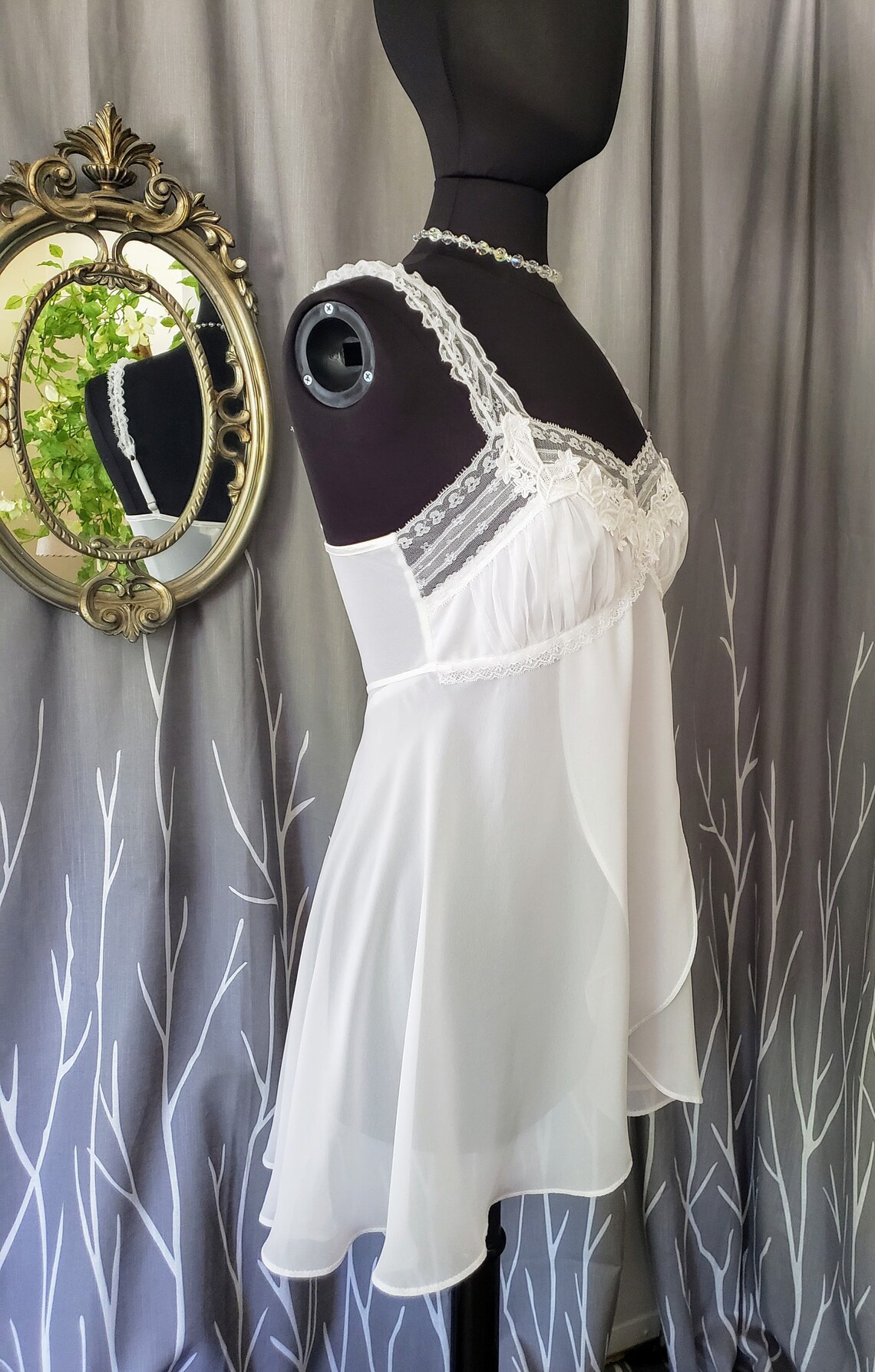 Chiffon Embroidery & Lace White Bridal Babydoll NIGHTIE from Etsy