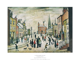 Ein Dorf in Lancashire - L S Lowry Medici-Druck