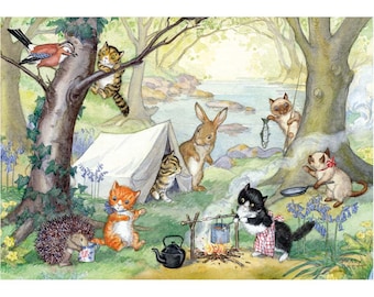 Kittens Camp - Molly Brett Postcard