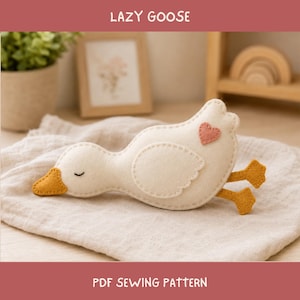 Easy Goose Ornament Sewing Pattern PDF, Beginner Felt Plush, DIY PDF Lazy Duck