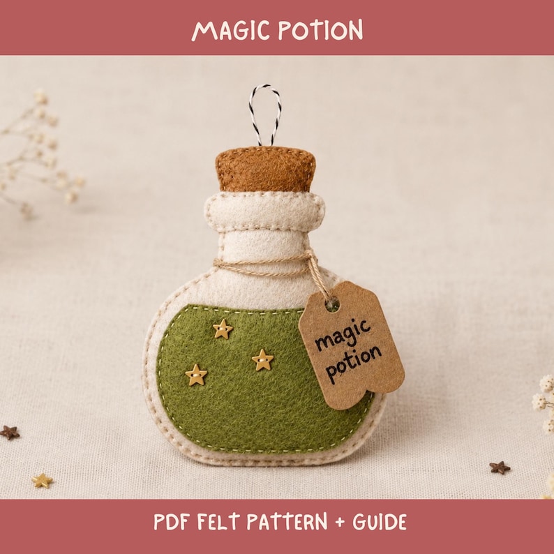 Magic Potion Felt Ornament Pattern PDF, DIY Halloween Decoration ...