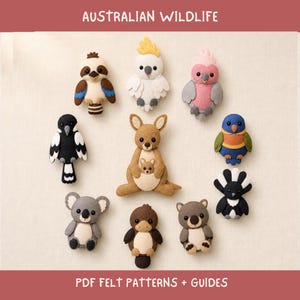 Australian Wildlife Felt Bundle DIY,  Animal & Bird Sewing Pattern, Digital Download