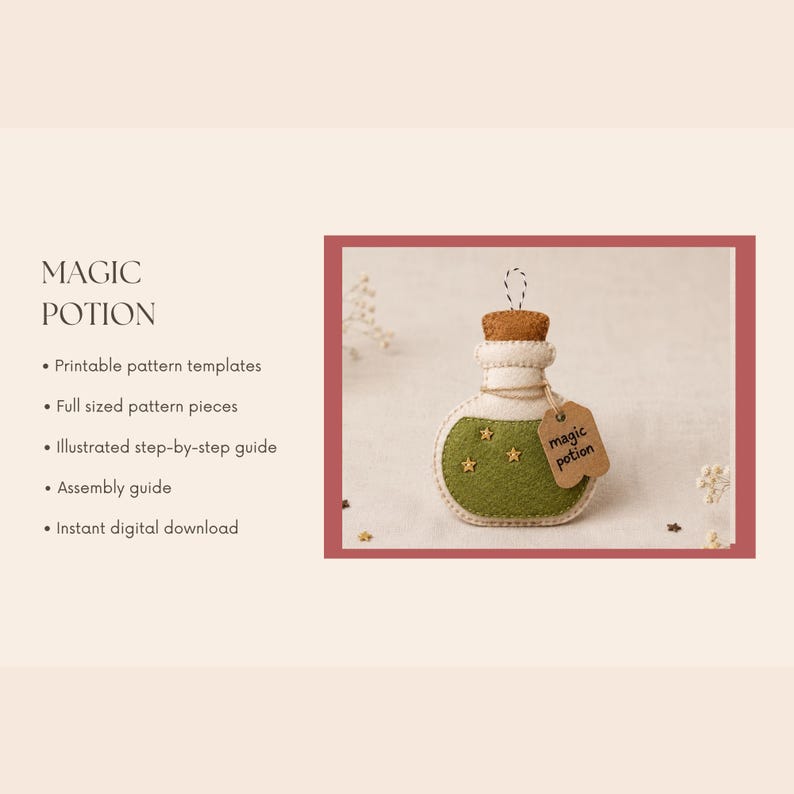 Magic Potion Felt Ornament Pattern PDF, DIY Halloween Decoration ...