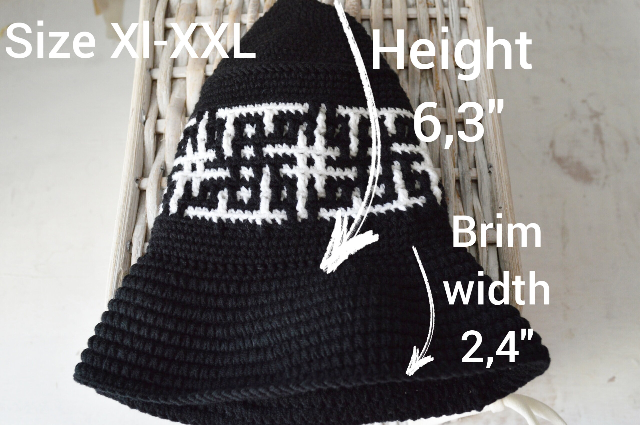 Crochet large bucket hat hashtags Custom hat for men and women Etsy