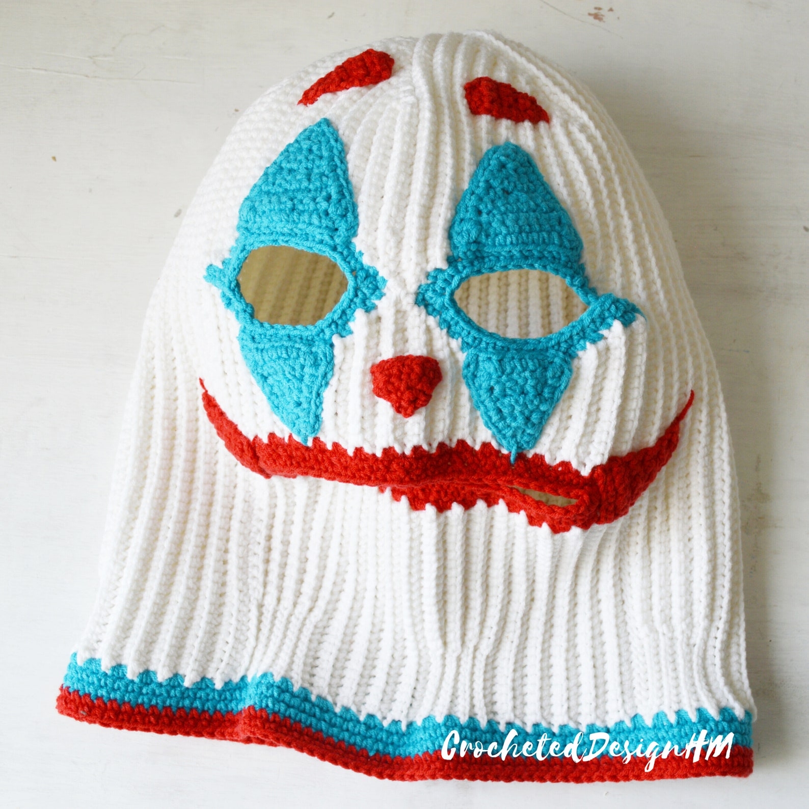 Сustom crochet ski mask Creepy knitted balaclava Clown mask Etsy